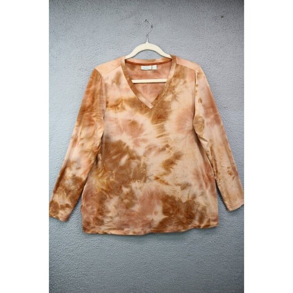 LOGO Lounge Tie Dye Long Sleeve Tunic Top-Size Medium-Boho-Pockets - Picture 1 of 10